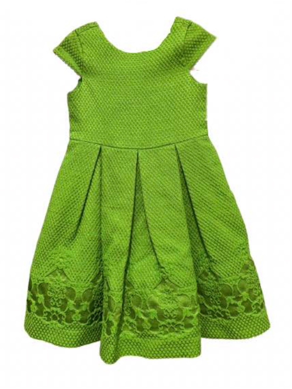 Janie and Jack Emerald Green Textured Girls' Lace Hem Formal Dress